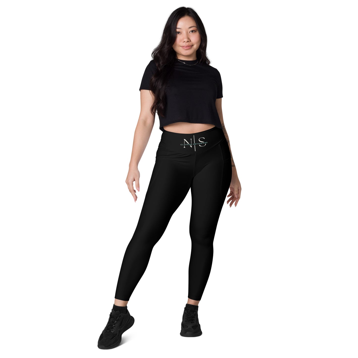 Schwarze Leggings mit Taschen