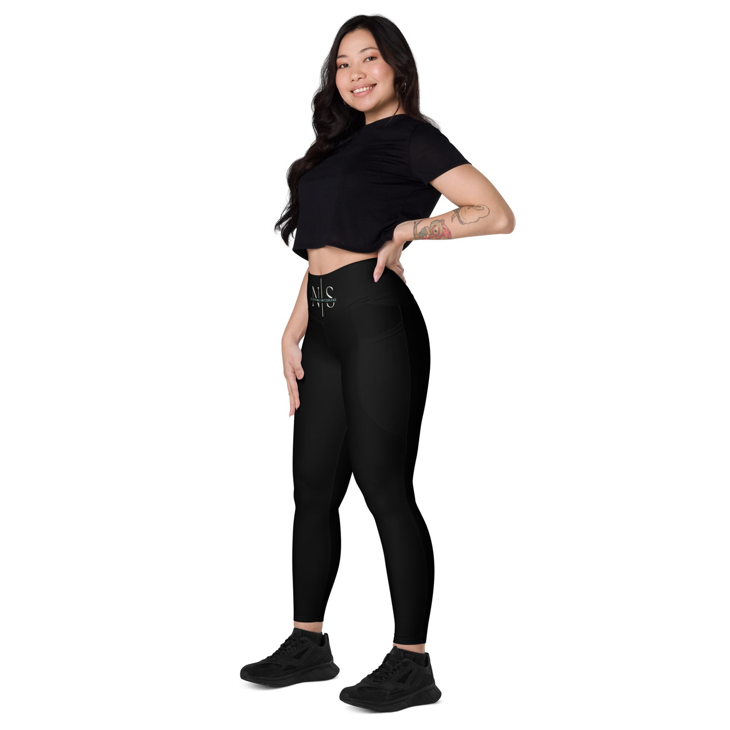 Schwarze Leggings mit Taschen