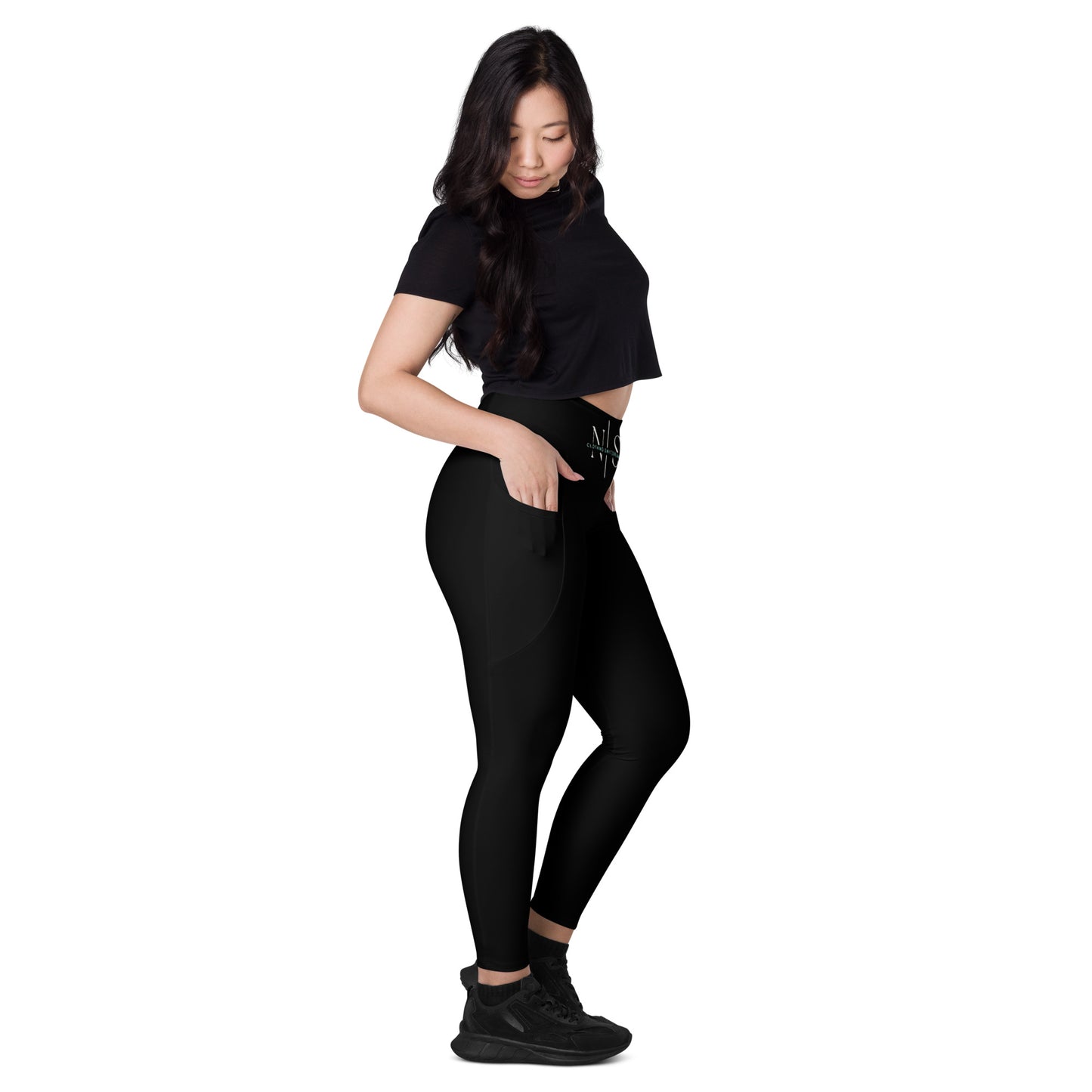 Schwarze Leggings mit Taschen